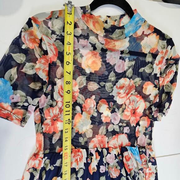 Potter's Potter's Floral Sheer Lined Maxi Dress Small Stretch A-line - Picture 3 of 9